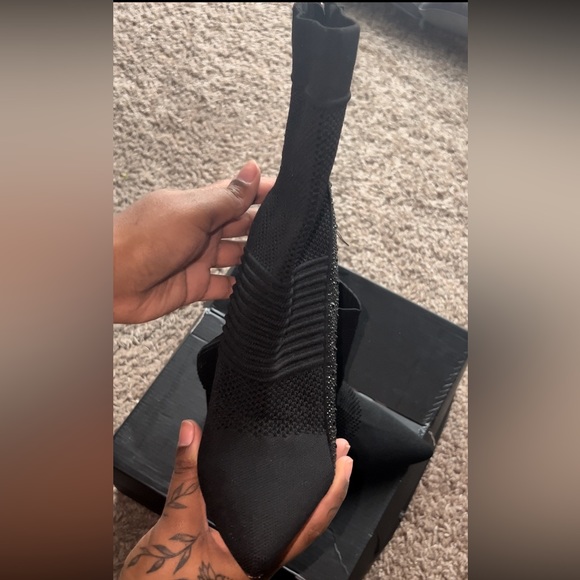 Black Booties With Black Diamonds Details - Picture 6 of 8